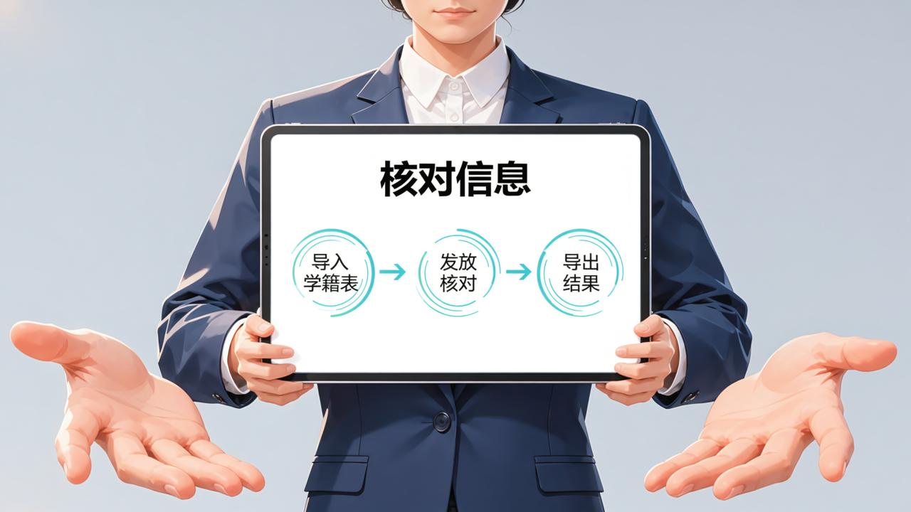 学籍核对怎么做？「核对信息」导入学籍表→发放核对→导出结果