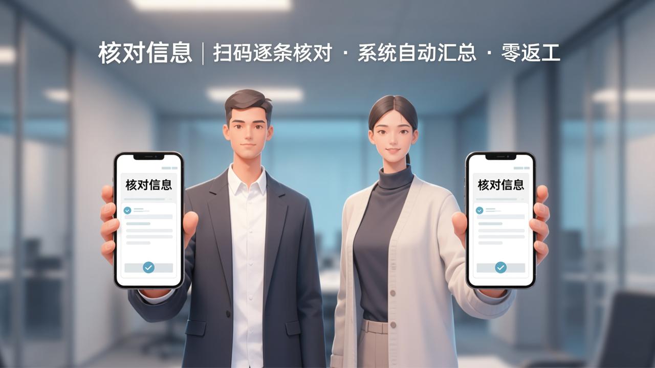 报名信息填错了才发现，来回改最磨人——核对信息，填报人扫码逐条核对，系统自动汇总不再返工